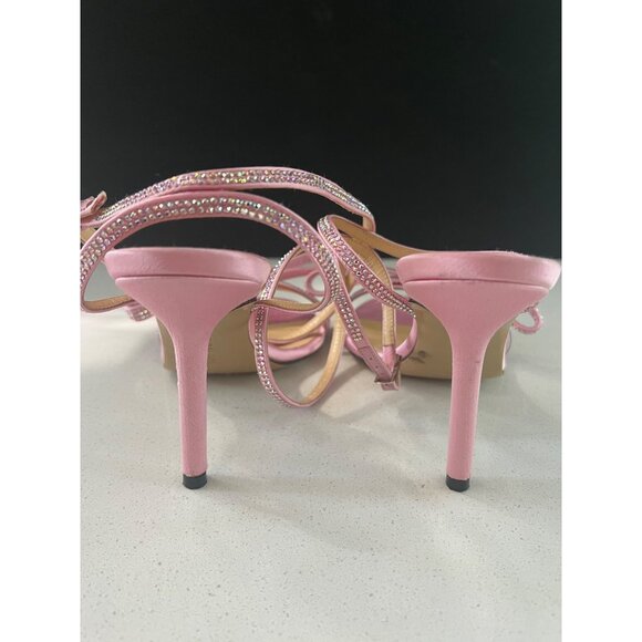 Mach Mach Baby Pink 95 French Bow Crystal-Embellished Sandals heels size 37.5 - Picture 5 of 9